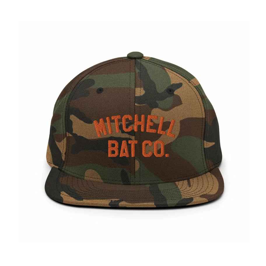 Camo / Orange Mitchell Bat Co. snapback hat
