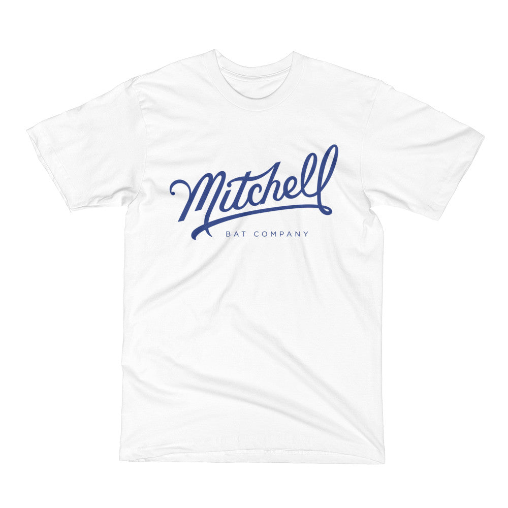 Mitchell Bat Co. short sleeve tee (white/royal blue)