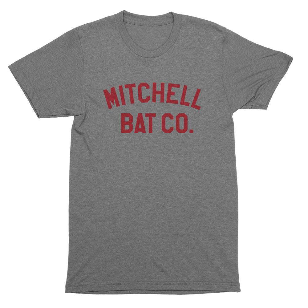 Mitchell Bat Co. short sleeve tee (gray/red block logo)