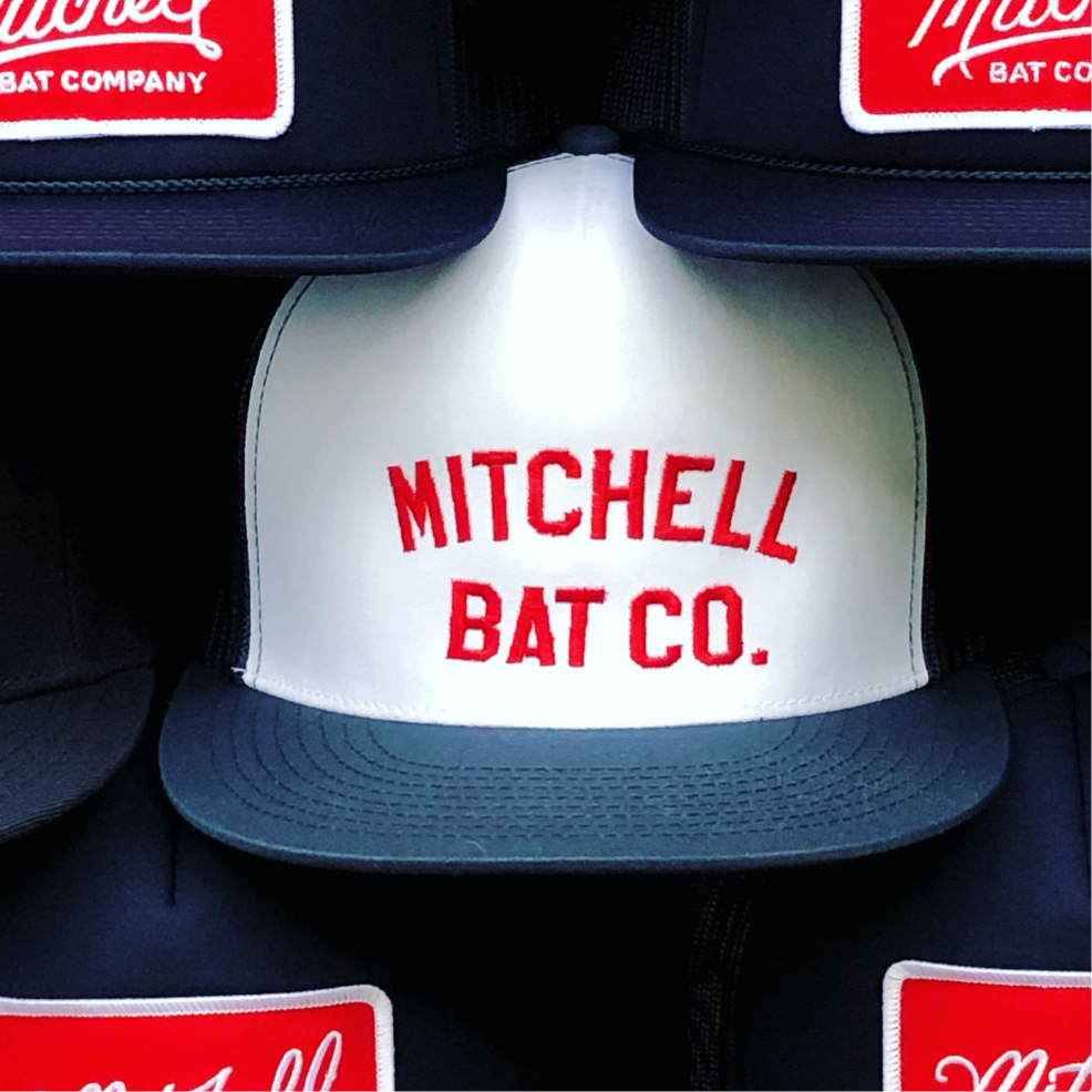 White Mitchell Bat Co. Mesh Cap (navy blue)