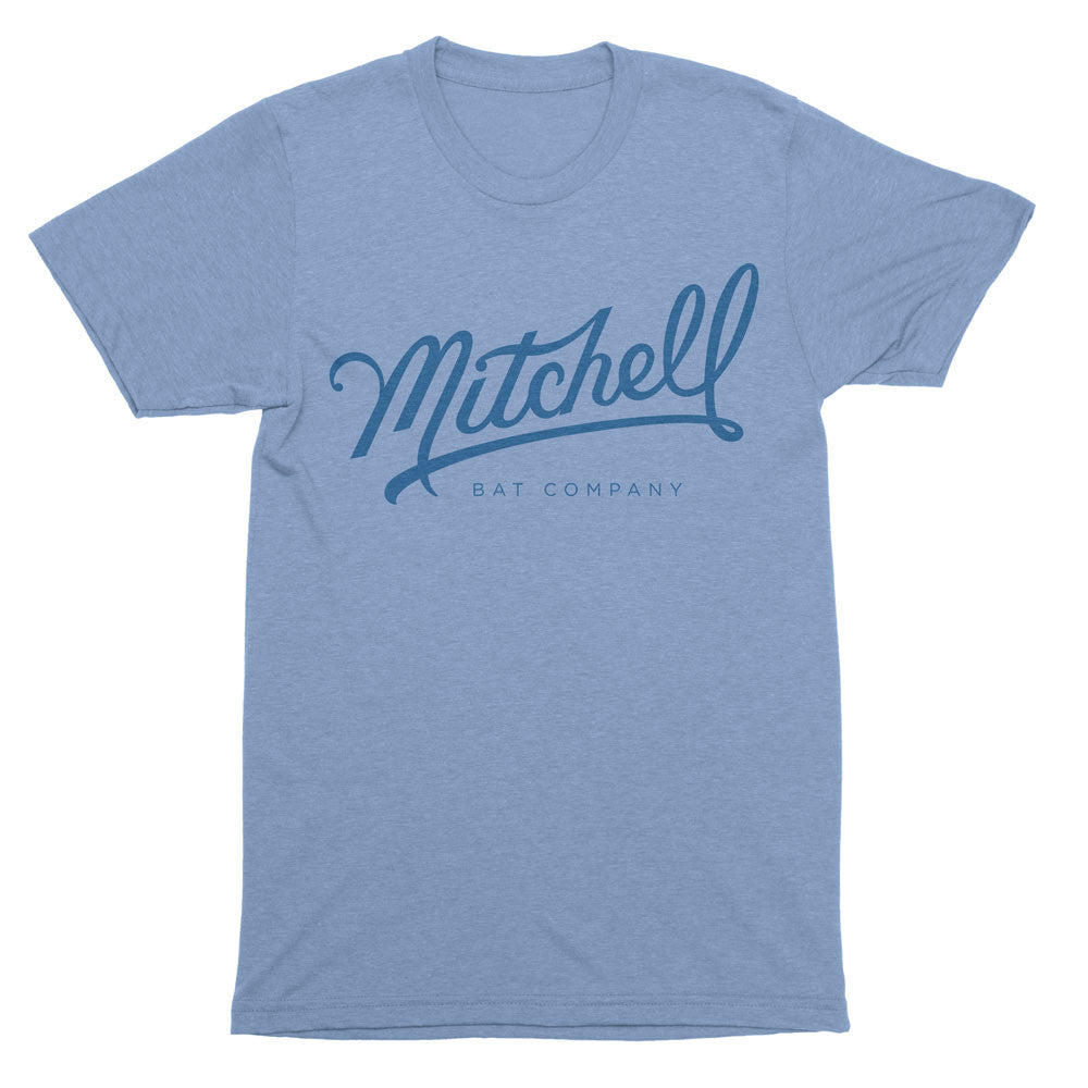 Mitchell Bat Co. short sleeve tee (powder blue/royal blue)